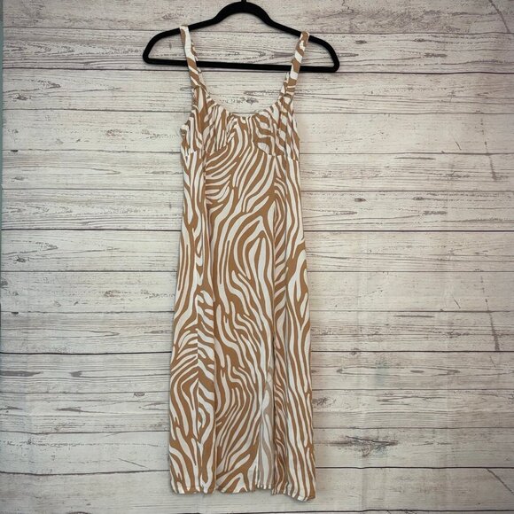 Forever 21 Tan White Summer Dress Size Small - Picture 1 of 6